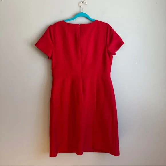 NWT Talbots Red Textured Fitted Cocktail Midi Dress 16 - Picture 5 of 11